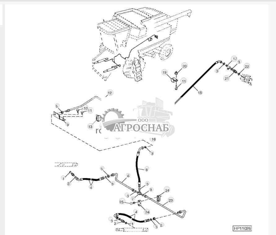 Header Lift Hydraulic Lines And Hoses (Sidehill) 9550SH (695701 